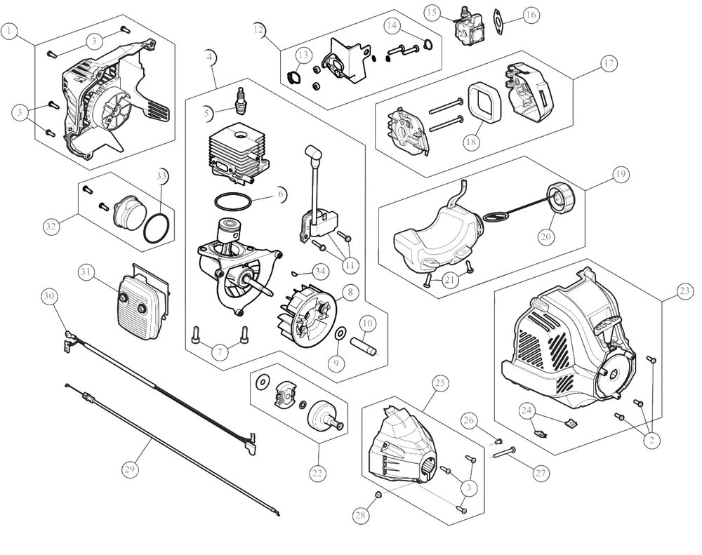 Engine Assembly Diagram and Parts List for Y25SP 41AD25SP900 Yard Machines Trimmer